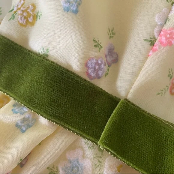 Vintage 1970s Handmade Floral Empire Waist Regency Prairie Formal Prom Dress - Picture 13 of 14